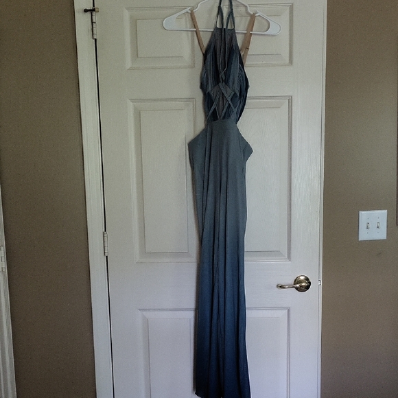 Elegant Gray Halter Maxi Dress - Picture 1 of 6